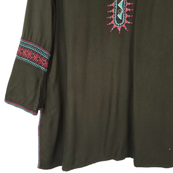 Time For Me Boho Style Embroidered Addison 100% viscose Tunic Top, Size Large - Picture 5 of 10